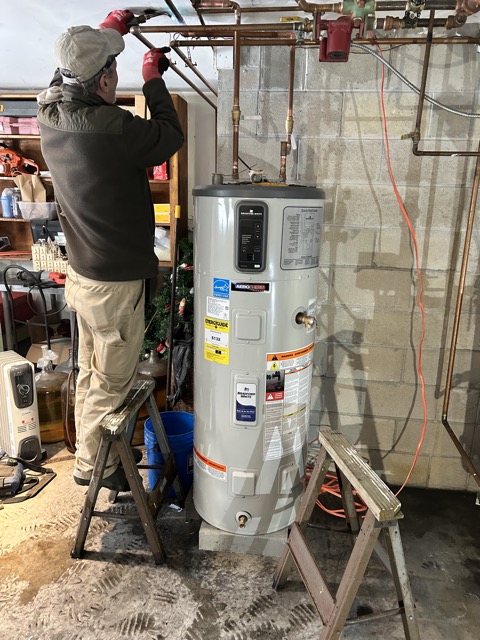 Installing a Bradford and White Heat Pump water heater in Cumberland